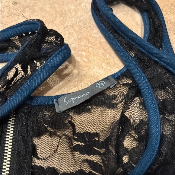 Soprano Black Mini Dress with Contouring Details - Picture 2 of 3